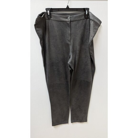 ALLURE by Julia K. Dark Grey Suede Slim-Cut Pants - Picture 1 of 2